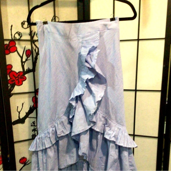 Double ruffle, hi-lo skirt with side zipper. New in original packaging  blue - Picture 4 of 5